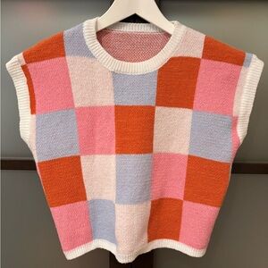 Colorful Checkered Knit Top